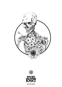 Skelett mit Blumen